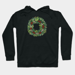 Holiday Wreath With Pine Cones and Berries Hoodie